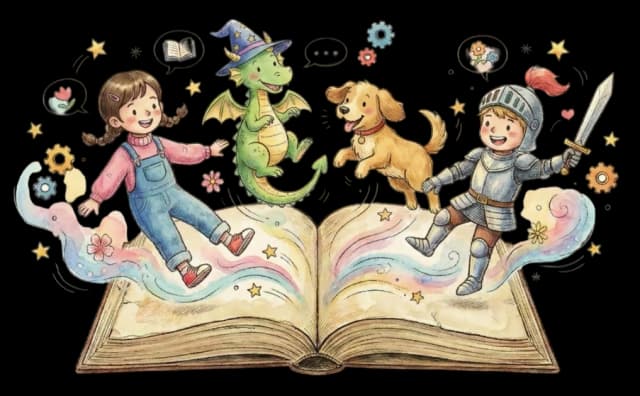 Cuatro personajes en una historia